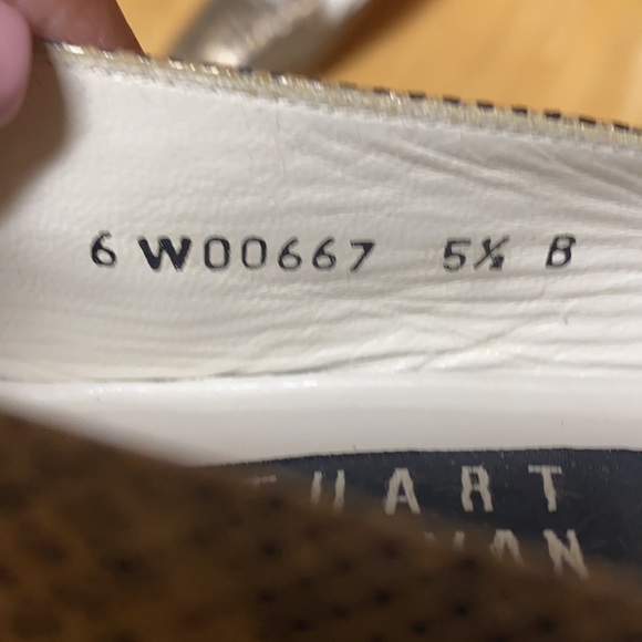 Stuart Weitzman Gold Python Print Flats Loafers Size 5 1/2B - Picture 5 of 13